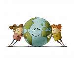 Föld bolygót szerető gyerekek vászonkép, poszter vagy falikép