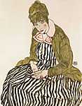 Egon Schiele: Edith csíkos ruhában (id: 3082) poszter