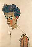 Egon Schiele: Önarckép csíkos ingben (id: 3083) vászonkép