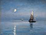 Halászhajók holdfényes este vászonkép, poszter vagy falikép