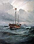 Carl Locher: Jelzőhajó a skageni zátonynál (id: 3984) vászonkép
