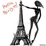 Hello, Párizs. Divat lány az Eiffel-torony közelében (id: 9284) poszter