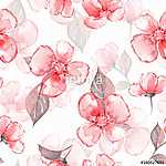 Floral seamless pattern. Watercolor background with red flowers  (id: 14185) tapéta