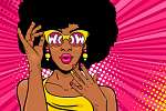 WOW Pop Art - Fekete nő napszemüvegben vászonkép, poszter vagy falikép