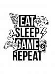 Eat, Sleep, Game, Repeat (fehér) vászonkép, poszter vagy falikép