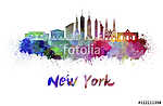 New York skyline in watercolor vászonkép, poszter vagy falikép