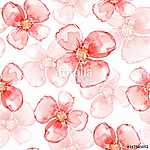 Floral seamless pattern. Watercolor background with simple red f vászonkép, poszter vagy falikép