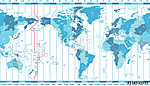 vektor világtérkép a helyi időzónák középpontjában Amerikában (id: 11988) többrészes vászonkép