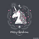Karácsonyi kártya Unicornal vászonkép, poszter vagy falikép