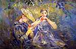 Berthe Morisot: Furulyán játszó lányok (id: 1988) falikép keretezve