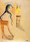Berthe Morisot: Pihenő fiatal lány (id: 1990) falikép keretezve