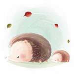 Akvarell erdei állatok - Süni mama kicsinyével vászonkép, poszter vagy falikép