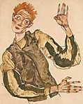 Egon Schiele: Önarckép csíkos karkötővel (id: 3090) bögre