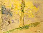Berthe Morisot: Tó Bois de Boulogne-ban (id: 1991) falikép keretezve