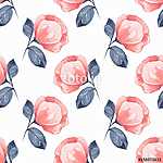 Floral seamless pattern. Watercolor background with red flowers (id: 14192) tapéta