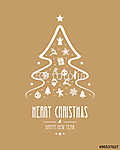 karácsonyfa elemek arany háttérben vászonkép, poszter vagy falikép