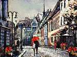olajfestmény vásznon európai városban. Magyarország. utcai kilát (id: 11893) poszter