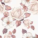 Delicate flowers. Watercolor floral seamless pattern 3. Pastel c vászonkép, poszter vagy falikép