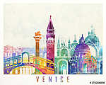 Venice landmarks watercolor poster vászonkép, poszter vagy falikép