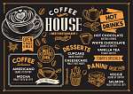 Coffee restaurant menu. Vector drink flyer for bar and cafe. Des vászonkép, poszter vagy falikép
