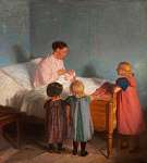 Anna Ancher: Kistestvér születése (id: 21796) falikép keretezve