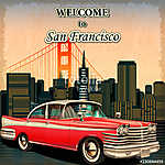 Welcome to San Francisco retro poster. (id: 19197) többrészes vászonkép