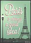 A párizsi tereptárgyakkal ellátott nyomdaipari poszter vászonkép, poszter vagy falikép