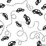 Seamless pattern - cars. Black on white vászonkép, poszter vagy falikép