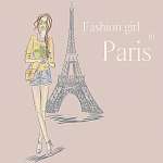 Paris Fashion lány az Eiffel-torony közelében vászonkép, poszter vagy falikép