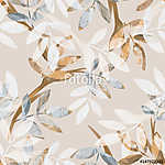Leaves Seamless Pattern. Hand Drawn Background. vászonkép, poszter vagy falikép