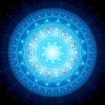 Blue glowing mandala in space vászonkép, poszter vagy falikép