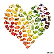 A gyümölcsök és zöldségek szivárvány szíve vászonkép, poszter vagy falikép