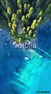 Aerial view on the lake and forest. Natural landscape from drone. Aerial landscape from air in the Dolomite alps, Italy. vászonkép, poszter vagy falikép
