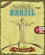 Vintage Brazil Travel plakáttervezés vászonkép, poszter vagy falikép