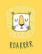 Oroszlán - Roarrrr - sárga vászonkép, poszter vagy falikép