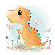 Akvarell állatok - Kis T-Rex vászonkép, poszter vagy falikép