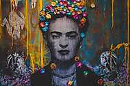 Frida portré streetart stílusban vászonkép, poszter vagy falikép