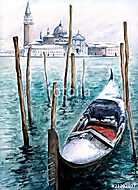 Gondola in winter-watercolor.My own artwork. vászonkép, poszter vagy falikép