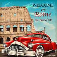 Welcome to Rome retro poster. vászonkép, poszter vagy falikép