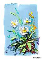 Absztrakt színes virág (olajfestmény reprodukció) vászonkép, poszter vagy falikép