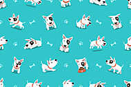 Jack Russel kutyusos tapétaminta - kék háttér vászonkép, poszter vagy falikép