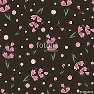 Spring floral seamless pattern with pink flowers on a dark backg vászonkép, poszter vagy falikép