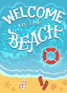Üdvözöljük a tengerparton. A tengerparton felülnézet flip-flopok vászonkép, poszter vagy falikép
