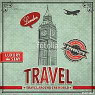 Vintage Big Ben Travel vacation poster vászonkép, poszter vagy falikép