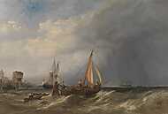 Egy holland bárka kifut a rotterdami kikötőből vászonkép, poszter vagy falikép