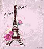 Rózsák és az Eiffel-torony vászonkép, poszter vagy falikép