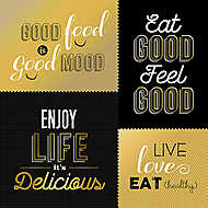 Retro style food quotes set in gold color vászonkép, poszter vagy falikép