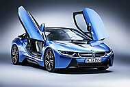 BMW i8 Blue Photo RF vászonkép, poszter vagy falikép