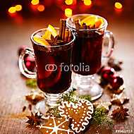 Karácsonyi forralt vörösbor, fűszerekkel és naranccsal vászonkép, poszter vagy falikép