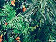 Divatos zöld dzsungel nyári háttér - egzotikus szüreti t vászonkép, poszter vagy falikép
